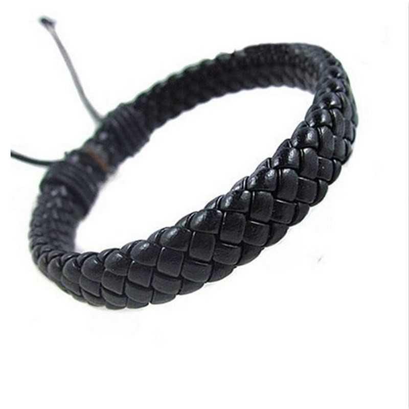 Trendy Charm Armbänder Leder Schmuck gewebt Seil Kette komfortable Vintage Männer Frauen Geschenk schwarz von Joom DACH