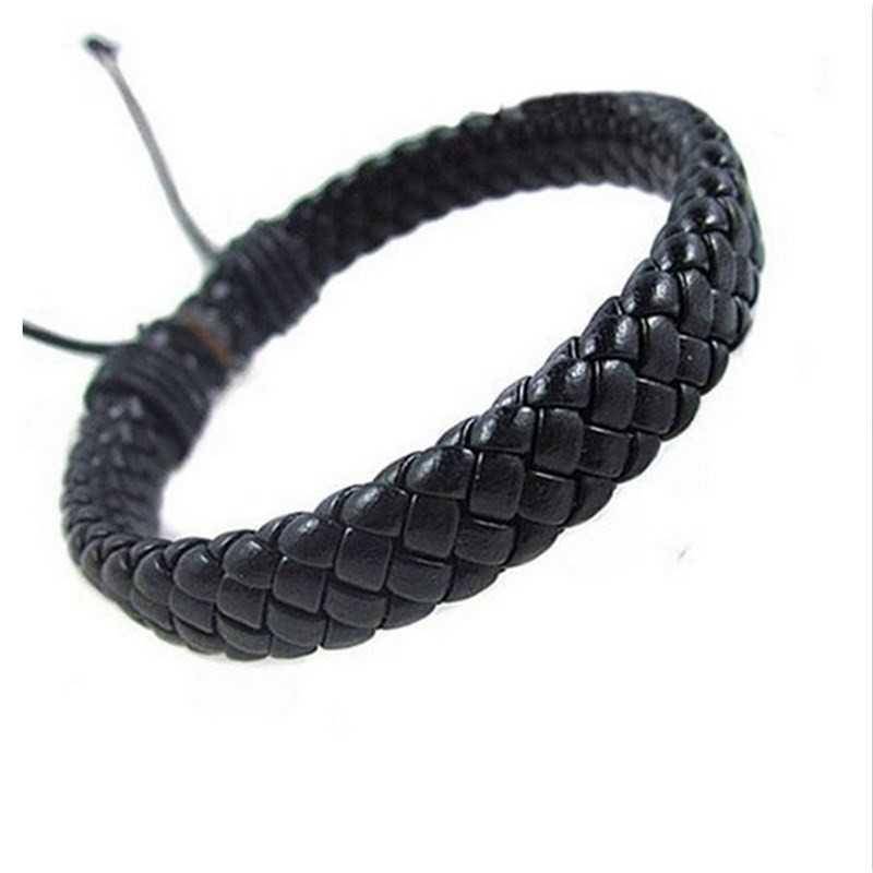 Trendy Charm Armbänder Leder Schmuck gewebt Seil Kette komfortable Vintage Männer Frauen Geschenk schwarz von Joom DACH