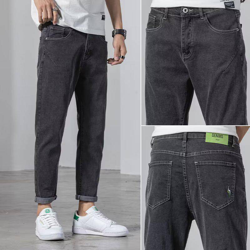 Trendy Elastic Jeans für Herren im Sommer – gerade, lockere, dünne Freizeithose für alle Gelegenheiten 30 schwarz von Joom DACH