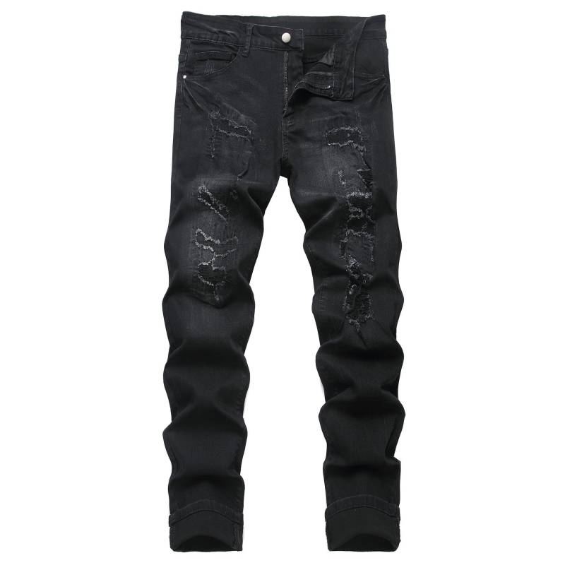 Trendy Herren Ripped Patch Print Stretch Jeans Size 32 von Joom DACH