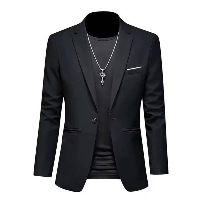 Trendy Leichte Luxus Anzugjacke für Herren Herbst Slim Fit Lässiger Business-Anzug Bügelfreier Anti-Falten Einfarbig Klassischer Anzug M schwarz Trendy Leichte Luxus Anzugjacke für Herren Herbst Slim Fit Lässiger Business-Anzug Bügelfreier Anti-Falten Einfarbig Klassischer Anzug M schwarz von Joom DACH