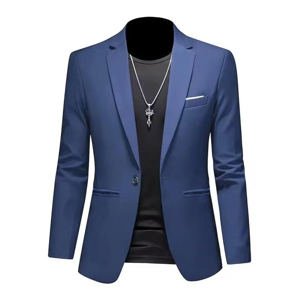 Trendy Leichte Luxus Anzugjacke für Herren Herbst Slim Fit Lässiger Business-Anzug Bügelfreier Anti-Falten Einfarbig Klassischer Anzug XL blau von Joom DACH