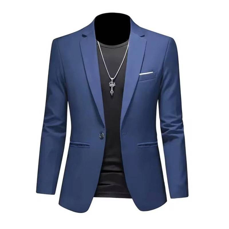 Trendy Leichte Luxus Anzugjacke für Herren Herbst Slim Fit Lässiger Business-Anzug Bügelfreier Anti-Falten Einfarbig Klassischer Anzug XL blau von Joom DACH