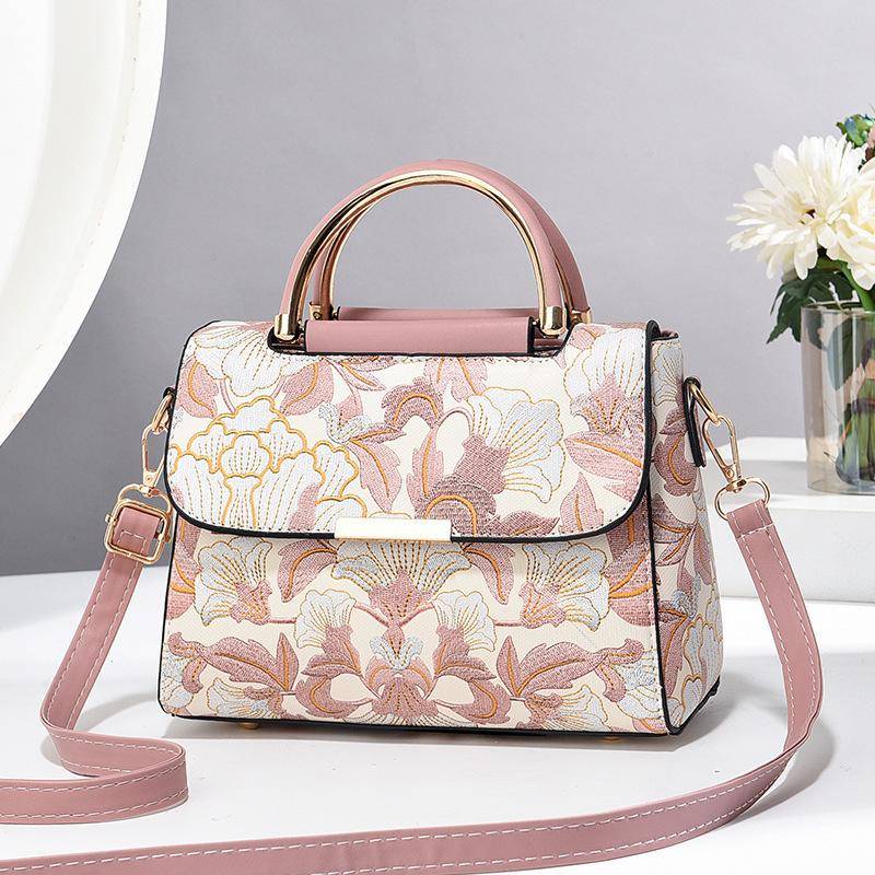 Trendy National Style Cross-Border Printed Umhängetasche für Damen – Neue Modehandtasche 23cm Length, 11cm Width, 18cm Height rosa von Joom DACH