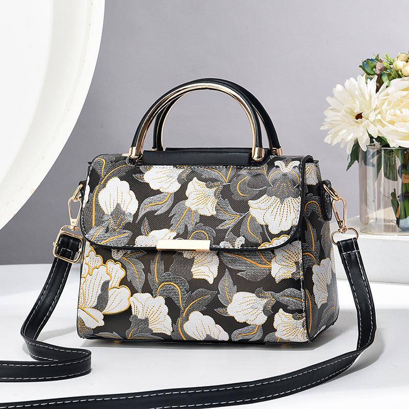 Trendy National Style Cross-Border Printed Umhängetasche für Damen – Neue Modehandtasche 23cm Length, 11cm Width, 18cm Height schwarz von Joom DACH