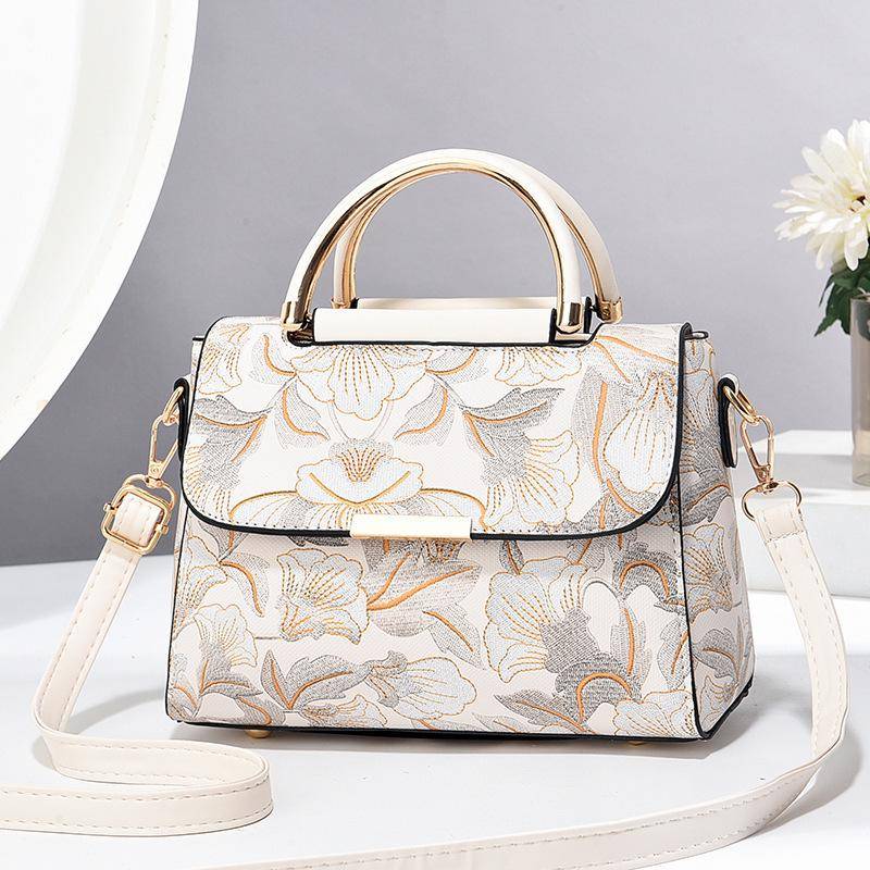 Trendy National Style Cross-Border Printed Umhängetasche für Damen – Neue Modehandtasche 23cm Length, 11cm Width, 18cm Height weiß von Joom DACH