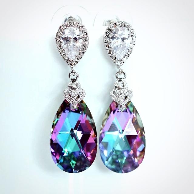 Trendy Ohrhänger für Damen, temperamentvoller, weiblicher Luxus-Partyschmuck mit schillernden, ästhetischen Kristall-Accessoires für Damen von Joom DACH