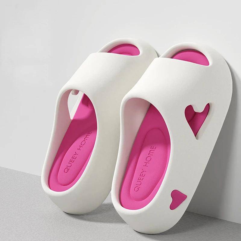 Trendy Poop Feeling Hausschuhe 2024 Sommer Neue Farbe Blockiert Dicke Sohle Anti Slip Ein Wort Damen Vielseitige Täglich Coole Sandalen 37-38 weiß von Joom DACH