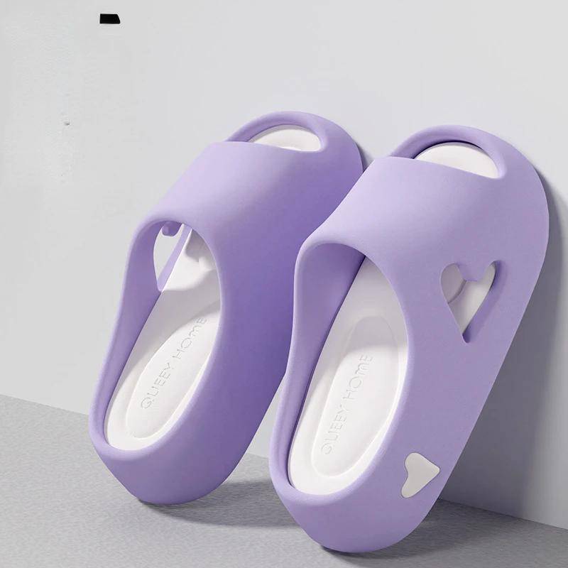 Trendy Poop Feeling Hausschuhe 2024 Sommer Neue Farbe Blockiert Dicke Sohle Anti Slip Ein Wort Damen Vielseitige Täglich Coole Sandalen 39-40 violett von Joom DACH