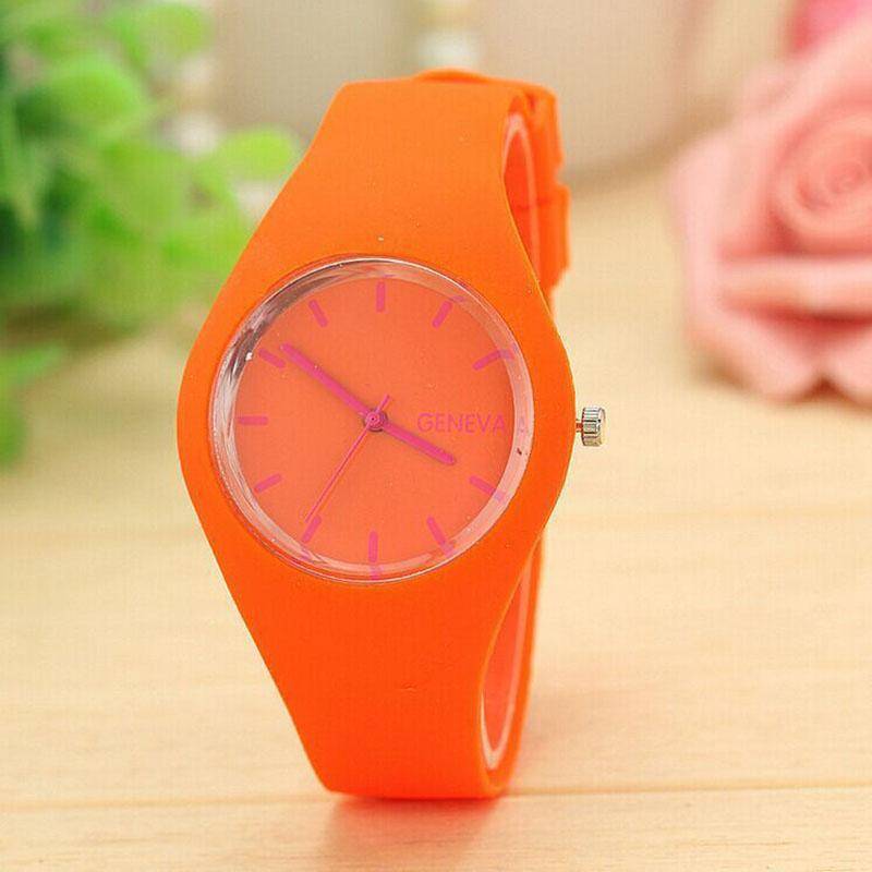 Trendy Unisex Paar Uhren Trendy Kinder Frauen Genf Männer Heißer Verkauf Silikon Analog Koreanische Sport Uhr Gelee Uhren Hohe Qualität Student Unisex orange von Joom DACH
