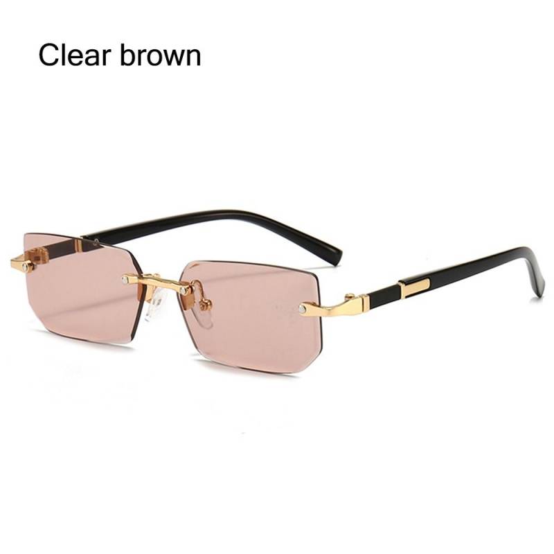 Trendy randlose Sonnenbrille für Männer Frauen Mode rahmenlose rechteckige Sonnenbrille Retro Shades Sommer Reisebrille UV400 von Joom DACH