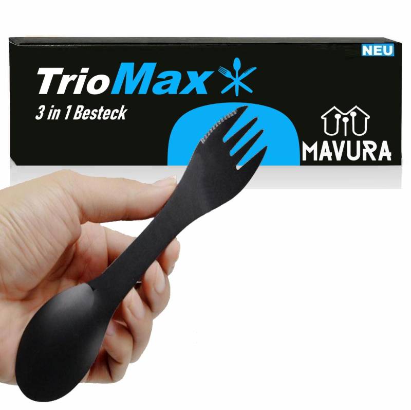 TrioMax Camping Besteck Outdoor Löffel Messer Gabel 3in1 Essbesteck Edelstahl von Joom DACH