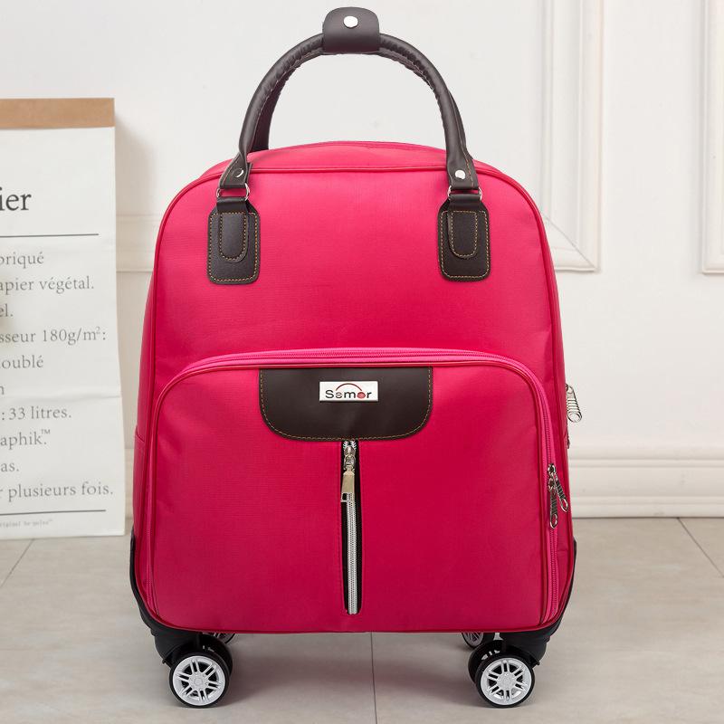 Trolley-Reisetasche, Handgepäcktasche für Herren und Damen, Bordtasche mit großem Fassungsvermögen, leichte Trolley-Tasche für kurze Distanzen 38cm*20cm* 43cm rose rot von Joom DACH