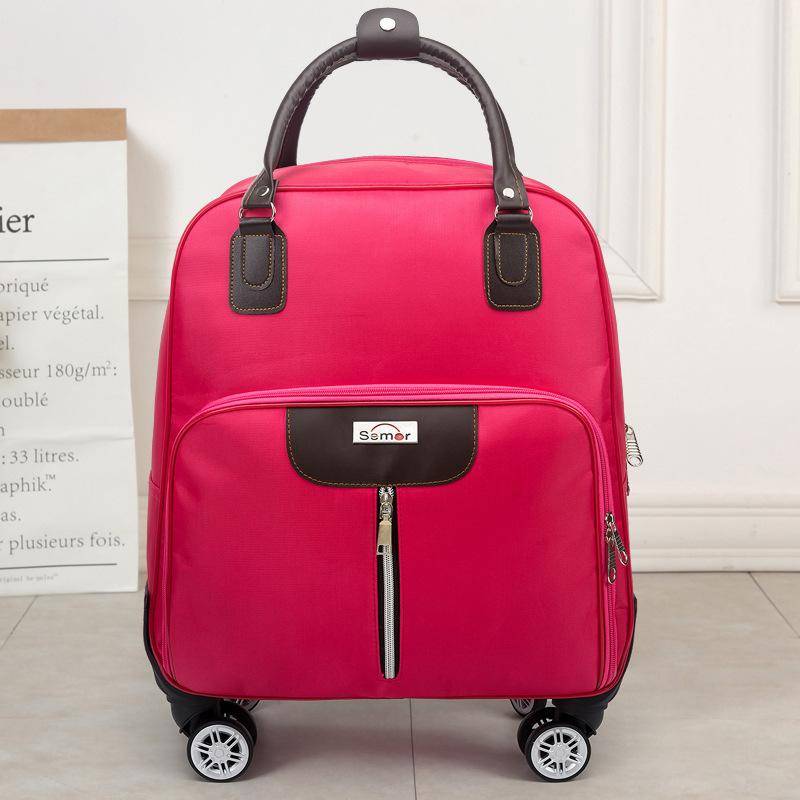 Trolley-Reisetasche, Handgepäcktasche für Herren und Damen, Bordtasche mit großem Fassungsvermögen, leichte Trolley-Tasche für kurze Distanzen 38cm*20cm* 43cm rose rot von Joom DACH
