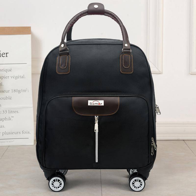 Trolley-Reisetasche, Handgepäcktasche für Herren und Damen, Bordtasche mit großem Fassungsvermögen, leichte Trolley-Tasche für kurze Distanzen 38cm*20cm* 43cm schwarz von Joom DACH