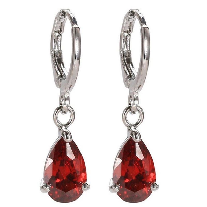 Tropfenförmige Amethyst-Ohrhänger für Damen rot von Joom DACH