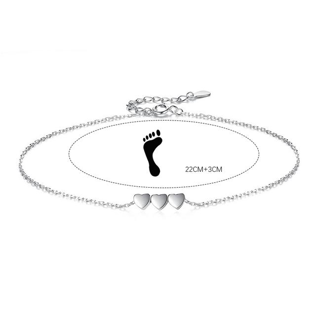 Trustdavis 100 % 925 Sterling Silber Mode Niedlich Drei Herz Fußkettchen Für Frauen Dame Silber 925 Schmuck Geburtstag Präsentieren Da1152 22cm von Joom DACH