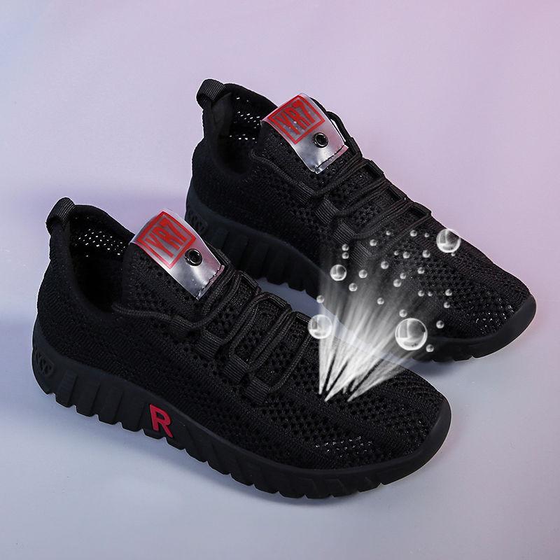 Tuch Schuhe frauen Wanderschuhe Weichen Boden Nicht-slip Mom Turnschuhe Atmungsaktive Netz Schuhe Mode Lässig Einzelne Schuhe 37 schwarz von Joom DACH