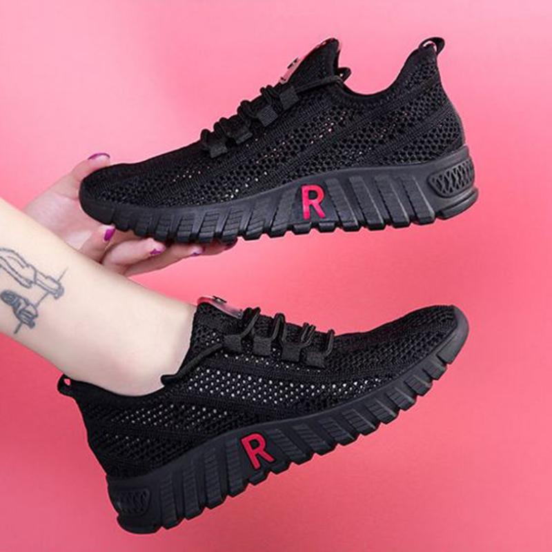 Tuch Schuhe frauen Wanderschuhe Weichen Boden Nicht-slip Mom Turnschuhe Atmungsaktive Netz Schuhe Mode Lässig Einzelne Schuhe 40 schwarz von Joom DACH