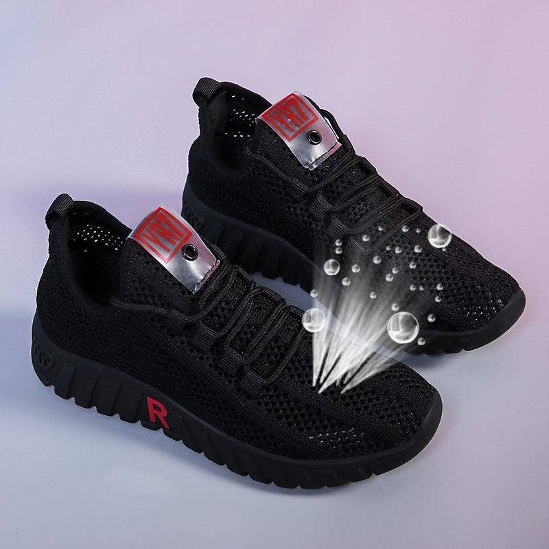 Tuch Schuhe frauen Wanderschuhe Weichen Boden Nicht-slip Mom Turnschuhe Atmungsaktive Netz Schuhe Mode Lässig Einzelne Schuhe 40 schwarz von Joom DACH