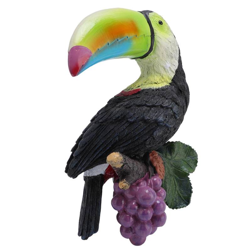 Tukan Baumumarmung Baumdeko Hängende Gartenstatue Mehrfarbiges Harz Tropischer Exotischer Vogel Skulptur von Joom DACH