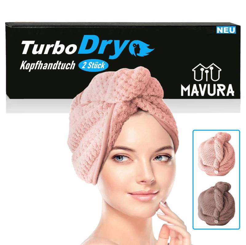 TurboDry Haarturban Turban Handtuch mit Knopf Kopfhandtuch Haartrockentuch 2er von Joom DACH
