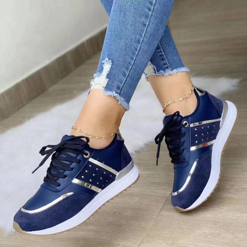 Turnschuhe Frauen Plattform Schuhe Leder Patchwork frau Casual schuhe Sport Schuhe Damen Laufen Outdoor Vulkanisierte Schuhe 39 blau von Joom DACH