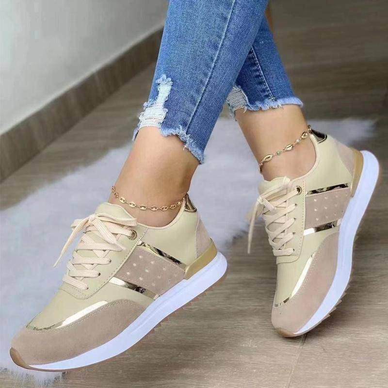 Turnschuhe Frauen Plattform Schuhe Leder Patchwork frau Casual schuhe Sport Schuhe Damen Laufen Outdoor Vulkanisierte Schuhe 42 khaki von Joom DACH