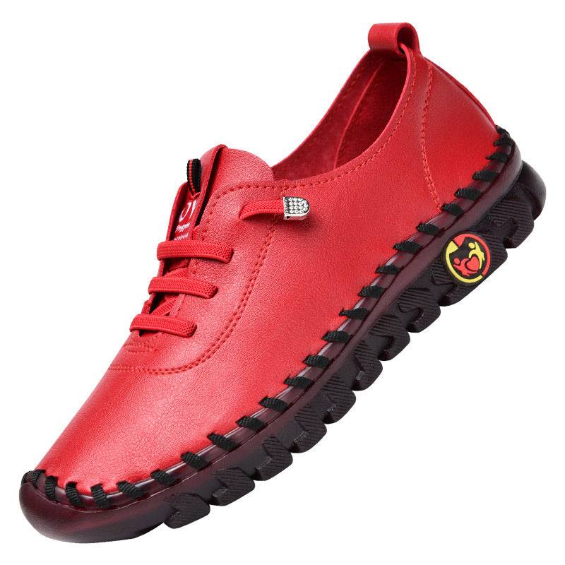 Turnschuhe Frauen Schuhe Plattform Loafers Schnüren Leder Flache Slip-On Neue Frühling Casual Mom Schuh 40 rot von Joom DACH
