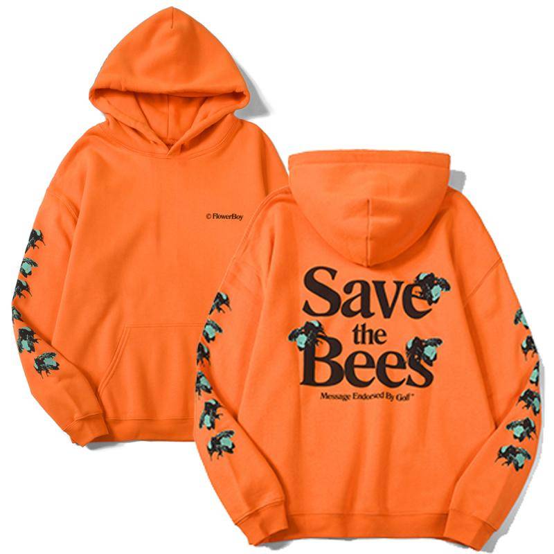Tyler The Creator Flower Boy Save The Bees Merch Hoodie Langarm Damen Herren Orange Sweatshirt Hip Hop Kleidung XL von Joom DACH