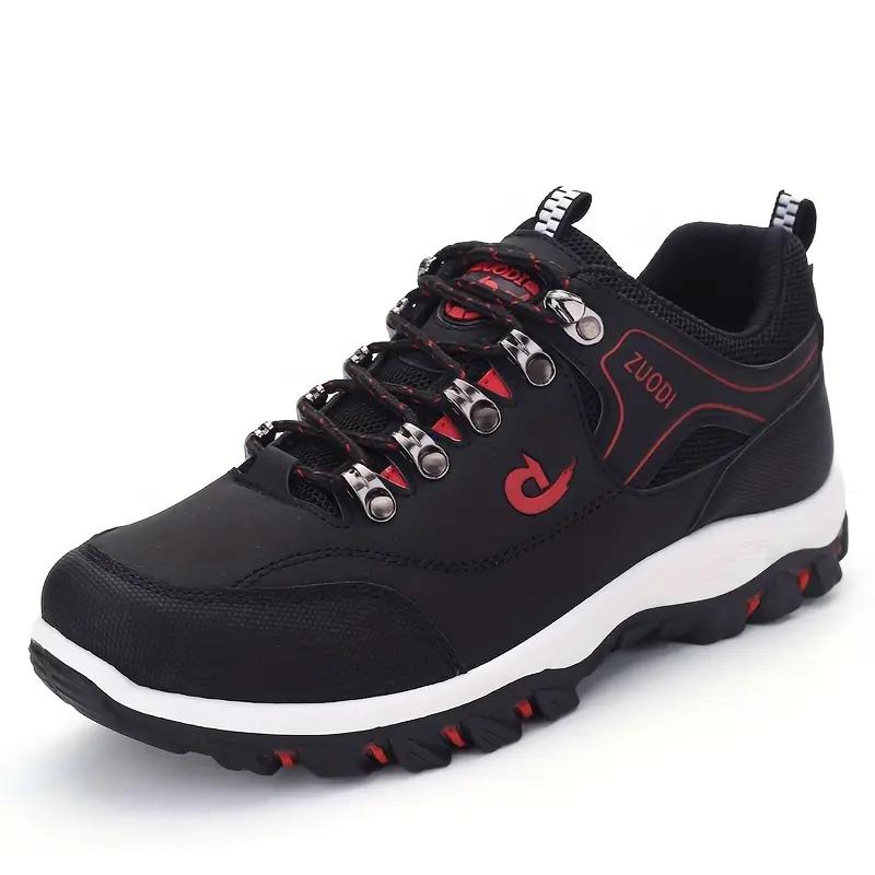 ÜBERGRÖSSE Herren Strapazierfähige Schnür-Wanderschuhe, Bequeme Rutschfeste Weiche Sohle Schuhe für Herren Outdoor-Sneaker 48 schwarz von Joom DACH