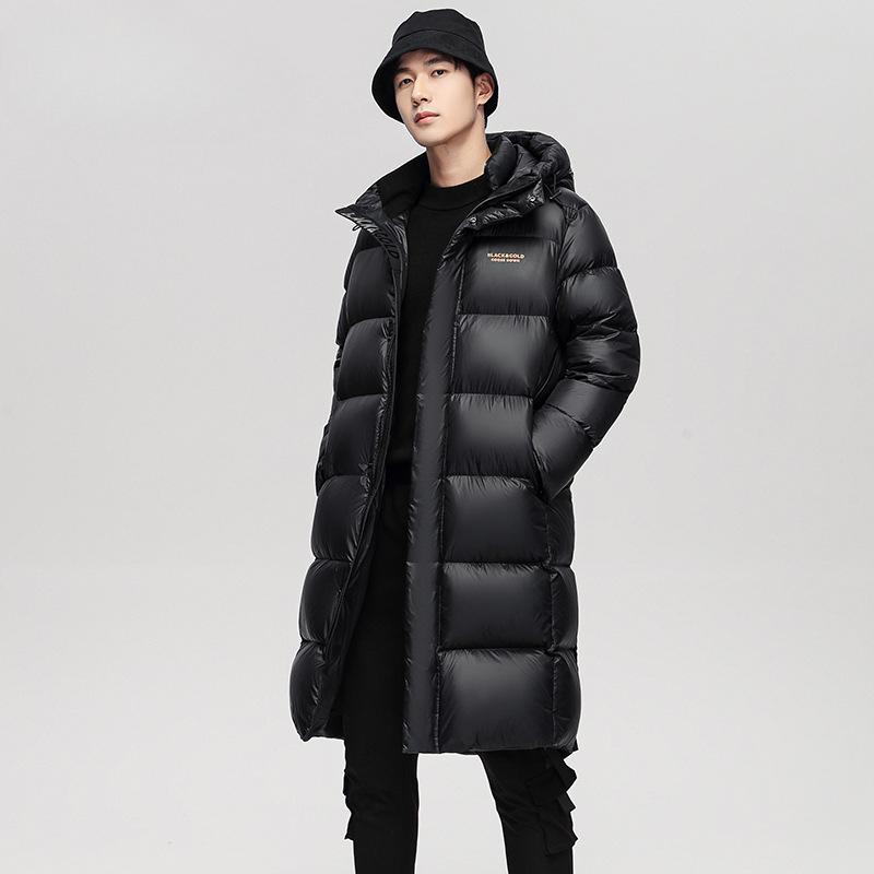 Über dem Knie Langer Schwarzer Goldener Paar-Stil Verdickte Extrem Kalt Daunenjacke Winter Neuer Stil Lange Daunenjacke für Männer und Frauen L von Joom DACH