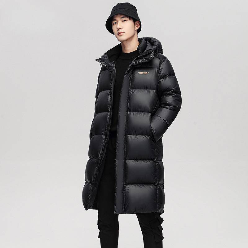 Über dem Knie Langer Schwarzer Goldener Paar-Stil Verdickte Extrem Kalt Daunenjacke Winter Neuer Stil Lange Daunenjacke für Männer und Frauen L von Joom DACH