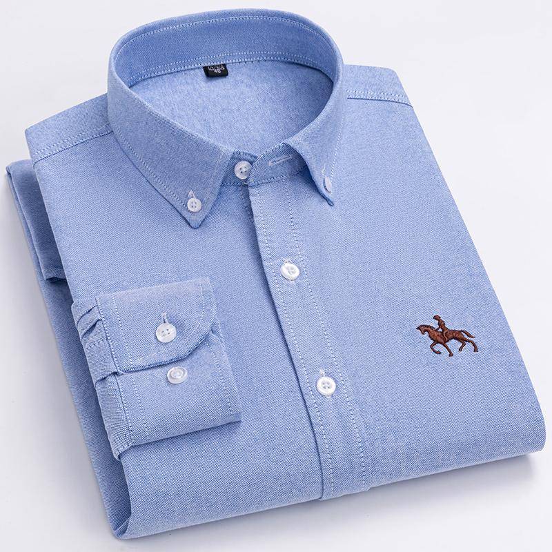 Übergröße 100% Baumwolle Oxford Casual Hemden für Business Herren Langarm Herbst Frühling Winter Einfarbig Gestreift Einfarbig Ohne Fronttasche 41 von Joom DACH