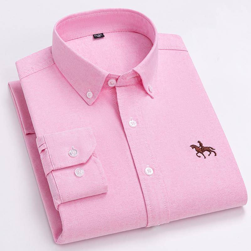 Übergröße 100% Baumwolle Oxford Casual Hemden für Business Herren Langarm Herbst Frühling Winter Einfarbig Gestreift Einfarbig Ohne Fronttasche 42 von Joom DACH