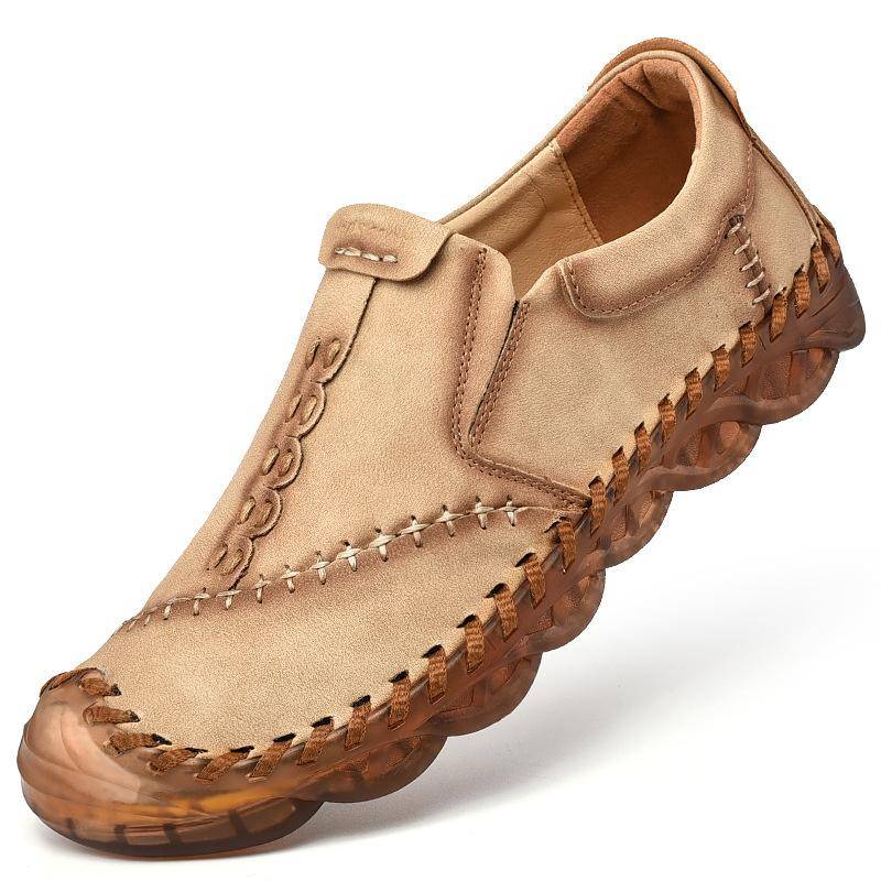 Übergröße 38–46 Echtlederschuhe für Herren, handgefertigt, lässige Halbschuhe, weich, atmungsaktiv, flache Schuhe, Herren-Mokassins zum Autofahren 38 von Joom DACH