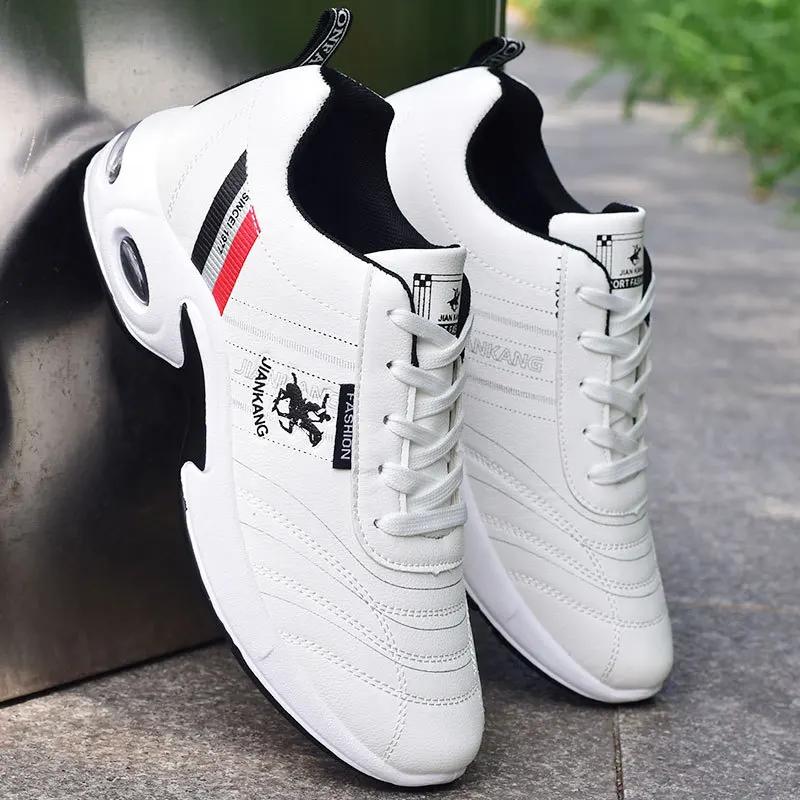 Übergröße 38-47 Herren Freizeitsneaker Mode Luftpolster Laufschuhe Herren Wasserdichte Outdoor-Sport Lederschuhe tenis 43 weiß von Joom DACH