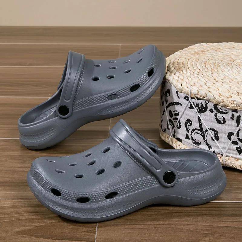 Übergröße 46 47 48 Sommer Herren Clogs Hausschuhe Herren- und Damen Freizeit Pantoletten Strandschuhe Haus Gartenschuhe Outdoor Sandalen 47-48 graue von Joom DACH