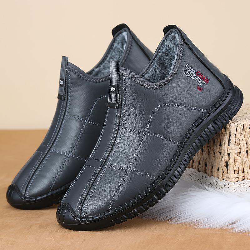 Übergröße 48 Herren Winter Fleecegefüttert Verdickt Leder und Baumwolle Schuhe Slipper Warme Slipper 48 grau von Joom DACH