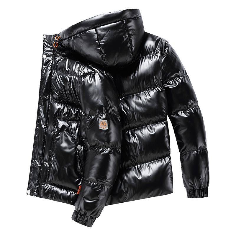 Übergröße 8XL 7XL 6XL Glänzende Mäntel Herren Kapuze Warmer Hip HOP Wintermantel Herren Baumwollgefütterte Parkas Lässiger dicker Herrenparka XXXXL schwarz von Joom DACH