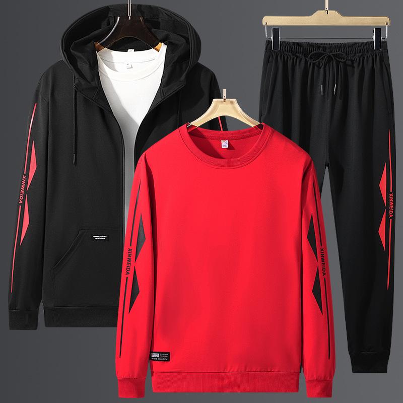 Übergröße 8XL Herren Casual Sportanzug Herbst bedrucktes Sweatshirt Dreiteiliges Set 6XL von Joom DACH