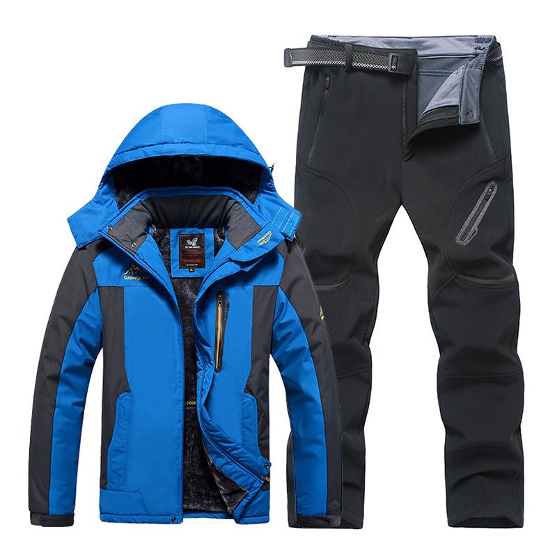 Übergröße 9XL Outdoor-Jacken-Hosenanzug Herren Winter Plus Samt Verdickter Bergsteigeranzug Jacke Hose Inklusive Gürtelanzug XXXXL von Joom DACH