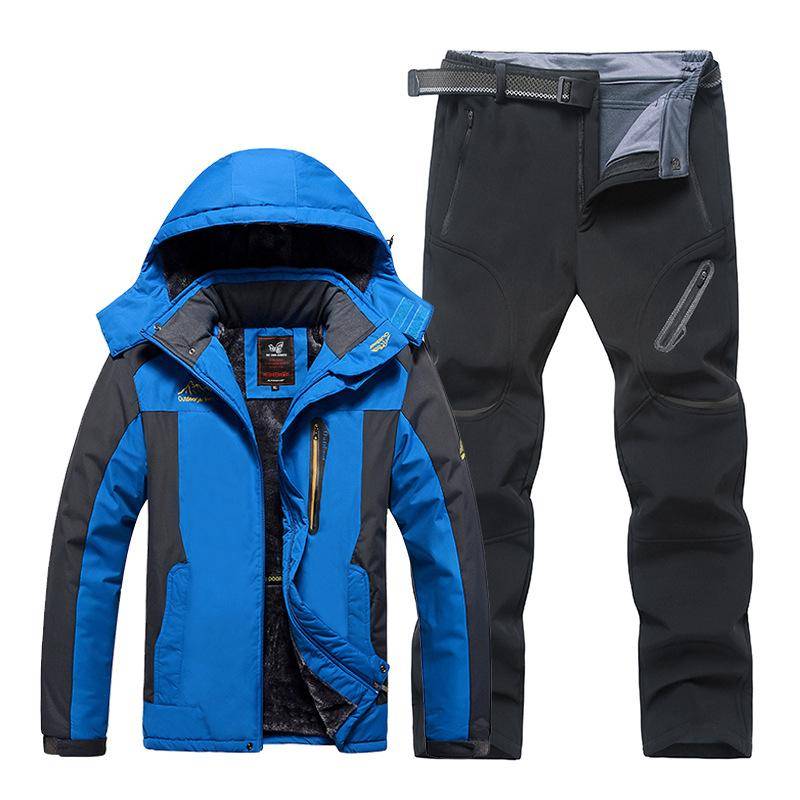 Übergröße 9XL Outdoor-Jacken-Hosenanzug Herren Winter Plus Samt Verdickter Bergsteigeranzug Jacke Hose Inklusive Gürtelanzug XXXXL von Joom DACH