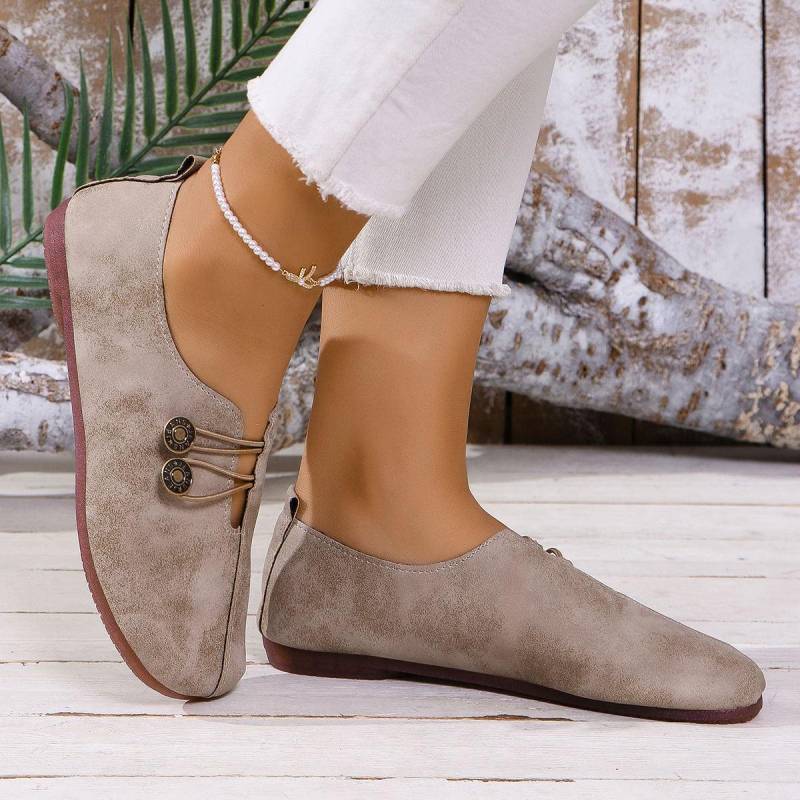 Übergröße Damen Freizeitschuhe mit runder Zehenpartie - Europäischer & Amerikanischer Stil, Herbst Low Cut Ballerinas 38 graue von Joom DACH