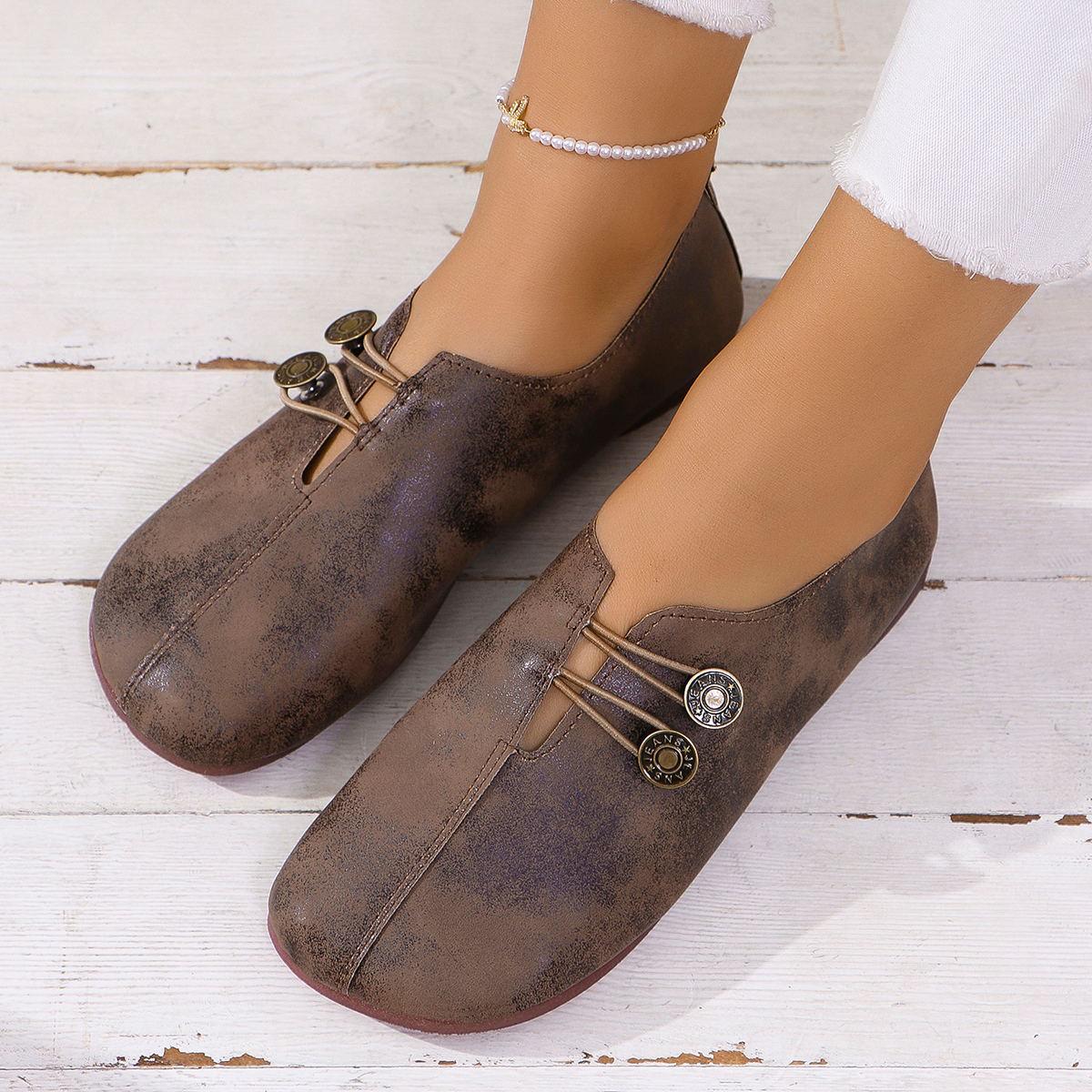 Übergröße Damen Freizeitschuhe mit runder Zehenpartie - Europäischer & Amerikanischer Stil, Herbst Low Cut Ballerinas 38 dunkelbraune von Joom DACH