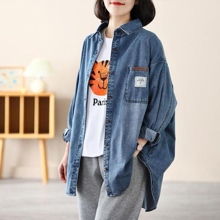 Übergröße Lockere Denim Hemdjacke Hemd Damen Frühjahrskleidung Mantel Jacke S von Joom DACH