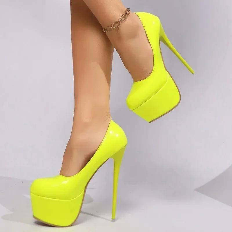 Übergröße Modische Schuhe für Damen Slip-on Damenpumps Dünne Absätze Super High Heel Pumps Damen Runde Zehen Plateauschuhe Damen 43 von Joom DACH