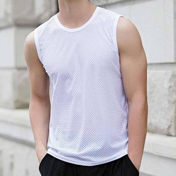 Übergroße, atmungsaktive, ärmellose Tanktops, Sommer, schnell trocknend, für Sport, Fitness, Herren, Weste, reine Farbe, Unterhemden 3XL weiß von Joom DACH