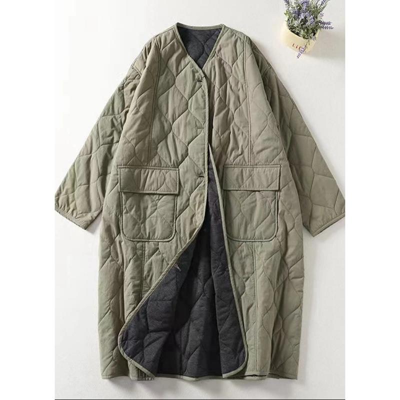 Übergroße Damen-Parkas, kragenlos, langärmelig, einreihig, Damen-Wintermantel, lässig, dick, warm, Oberbekleidung, Mantel XXL grün von Joom DACH