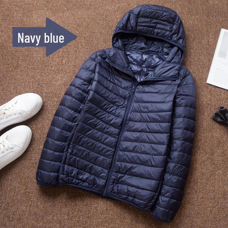 Übergroße Daunenjacke mit Kapuze für Herren – kurz, dünn, Stehkragen, große Größe 5XL von Joom DACH